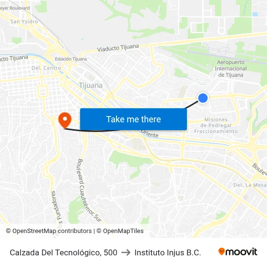 Calzada Del Tecnológico, 500 to Instituto Injus B.C. map