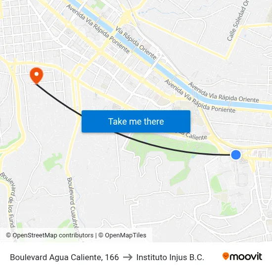 Boulevard Agua Caliente, 166 to Instituto Injus B.C. map