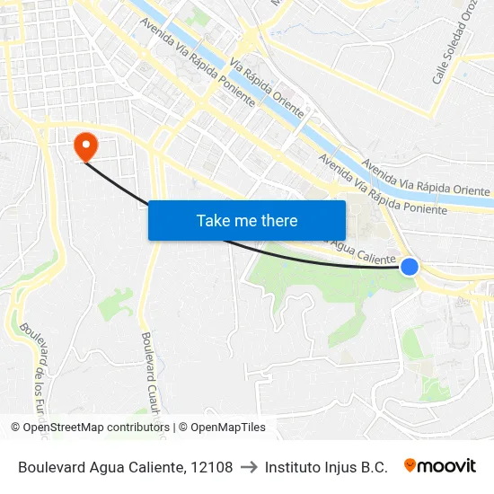 Boulevard Agua Caliente, 12108 to Instituto Injus B.C. map