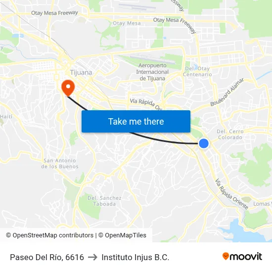 Paseo Del Río, 6616 to Instituto Injus B.C. map