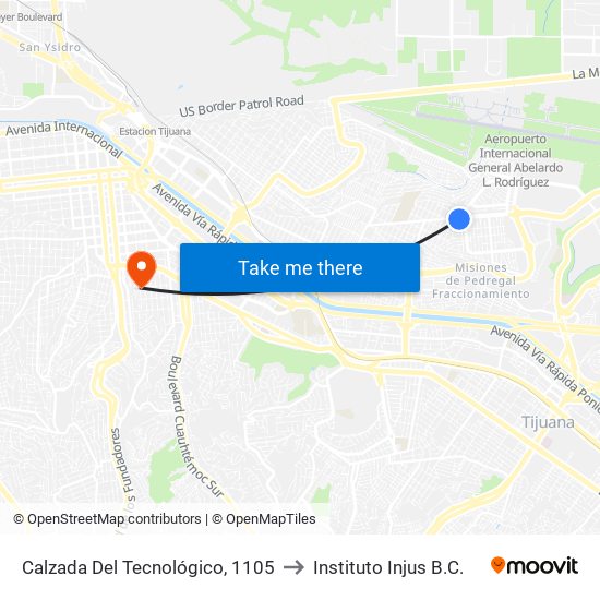 Calzada Del Tecnológico, 1105 to Instituto Injus B.C. map