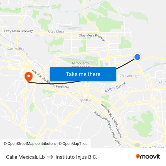 Calle Mexicali, Lb to Instituto Injus B.C. map