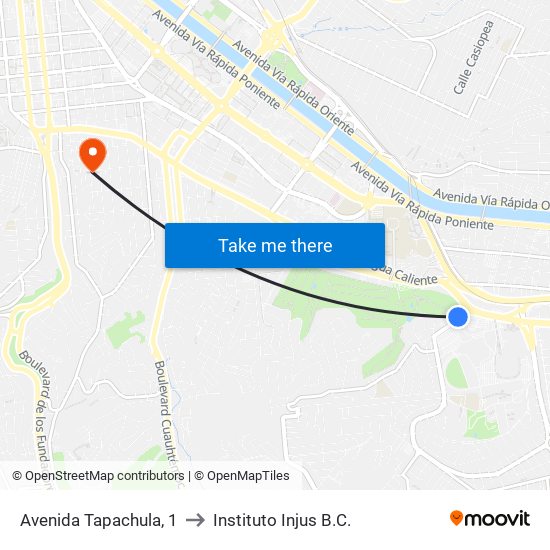 Avenida Tapachula, 1 to Instituto Injus B.C. map