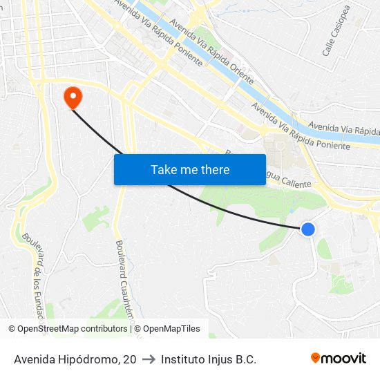 Avenida Hipódromo, 20 to Instituto Injus B.C. map