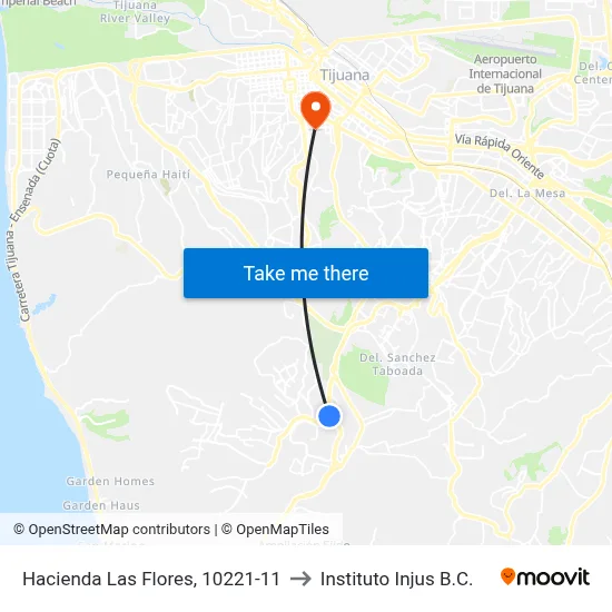 Hacienda Las Flores, 10221-11 to Instituto Injus B.C. map