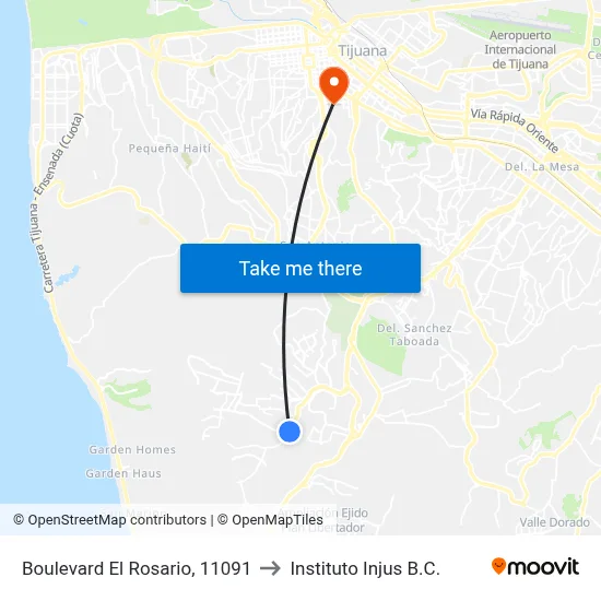 Boulevard El Rosario, 11091 to Instituto Injus B.C. map