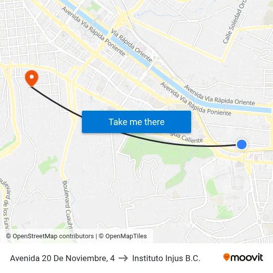 Avenida 20 De Noviembre, 4 to Instituto Injus B.C. map