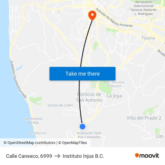 Calle Canseco, 6999 to Instituto Injus B.C. map