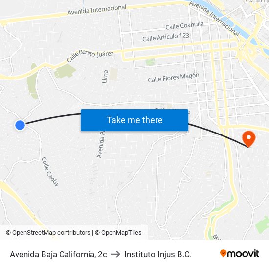 Avenida Baja California, 2c to Instituto Injus B.C. map
