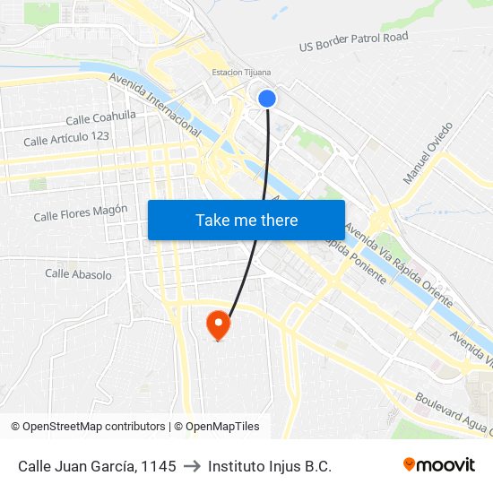 Calle Juan García, 1145 to Instituto Injus B.C. map