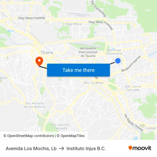 Avenida Los Mochis, Lb to Instituto Injus B.C. map