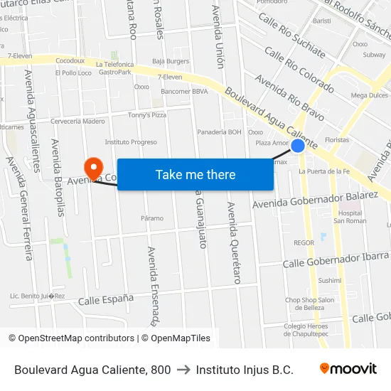 Boulevard Agua Caliente, 800 to Instituto Injus B.C. map
