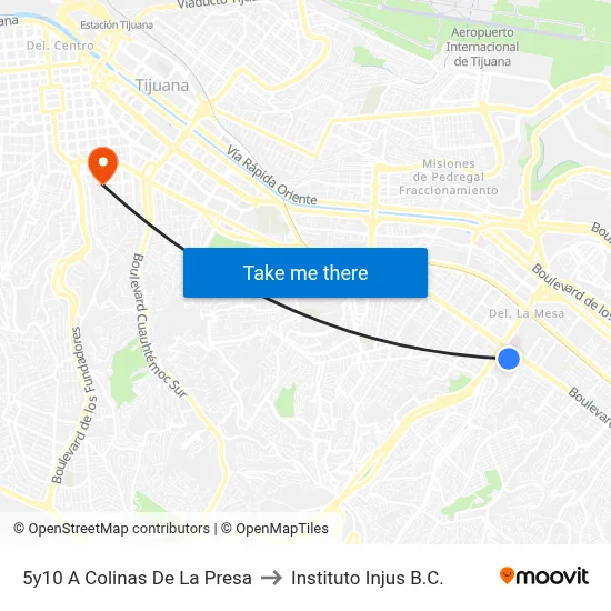 5y10 A Colinas De La Presa to Instituto Injus B.C. map