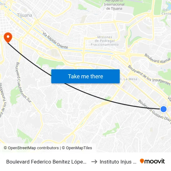 Boulevard Federico Benítez López, 7031 to Instituto Injus B.C. map