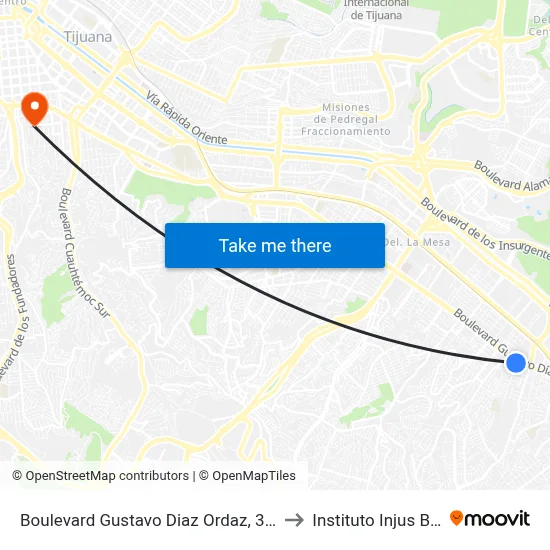 Boulevard Gustavo Diaz Ordaz, 3181 to Instituto Injus B.C. map