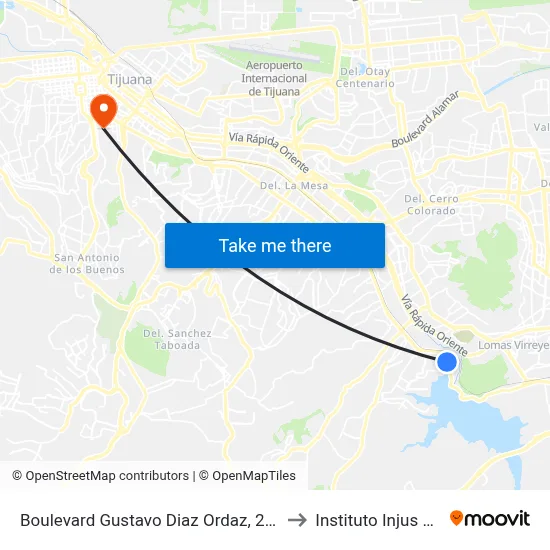 Boulevard Gustavo Diaz Ordaz, 22290 to Instituto Injus B.C. map
