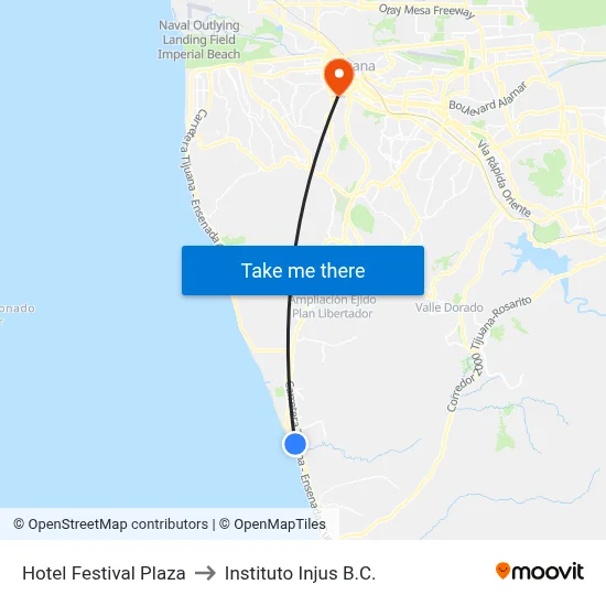 Hotel Festival Plaza to Instituto Injus B.C. map