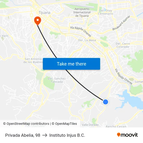 Privada Abelia, 98 to Instituto Injus B.C. map