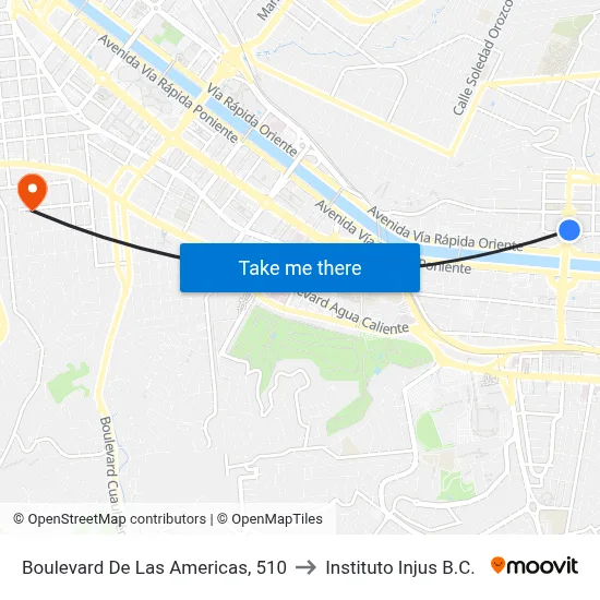 Boulevard De Las Americas, 510 to Instituto Injus B.C. map