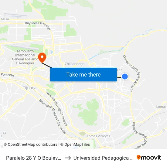 Paralelo 28 Y O Boulevard Matamoros, 23030_V46 to Universidad Pedagogica Nacional, Unidad 022 Tijuana map