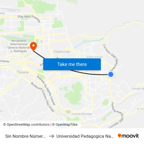 Sin Nombre Número 1356, 24366_E47 to Universidad Pedagogica Nacional, Unidad 022 Tijuana map