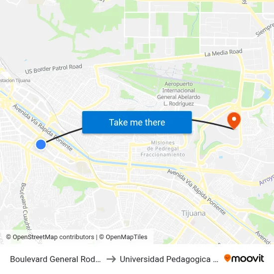 Boulevard General Rodolfo Sánchez Taboada, 2_B to Universidad Pedagogica Nacional, Unidad 022 Tijuana map