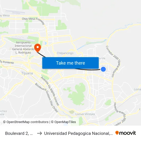 Boulevard 2, 3815_M70 to Universidad Pedagogica Nacional, Unidad 022 Tijuana map