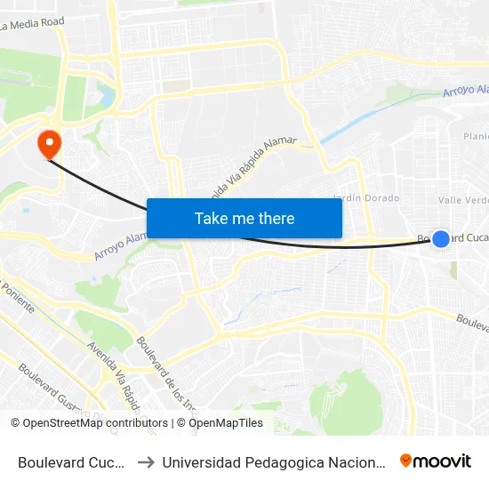 Boulevard Cucapah, 470_8 to Universidad Pedagogica Nacional, Unidad 022 Tijuana map