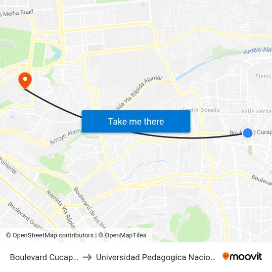 Boulevard Cucapah, 22036_12 to Universidad Pedagogica Nacional, Unidad 022 Tijuana map