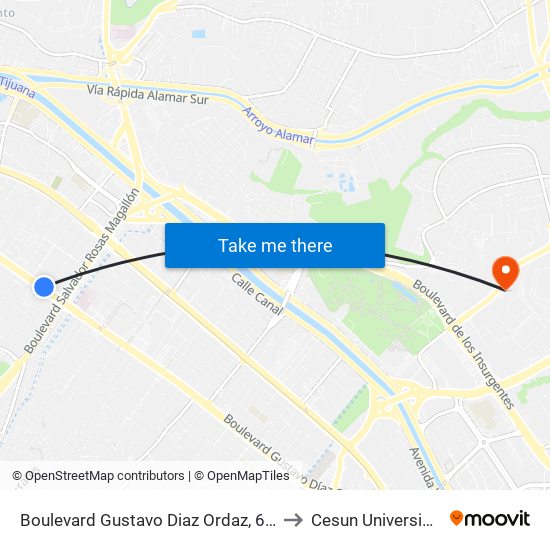 Boulevard Gustavo Diaz Ordaz, 6382 to Cesun Universidad map