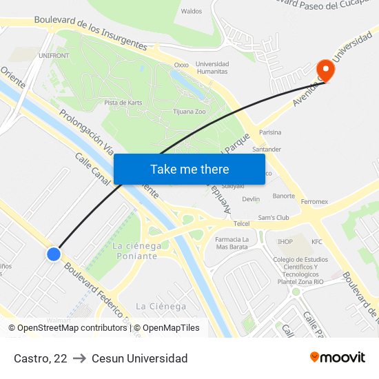 Castro, 22 to Cesun Universidad map