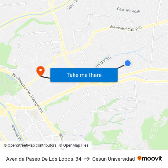 Avenida Paseo De Los Lobos, 34 to Cesun Universidad map