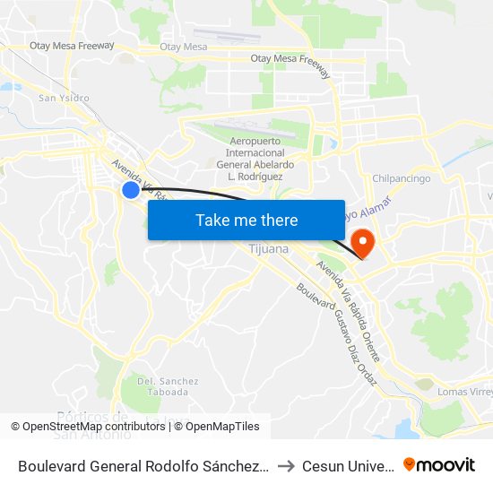 Boulevard General Rodolfo Sánchez Taboada, 2_B to Cesun Universidad map