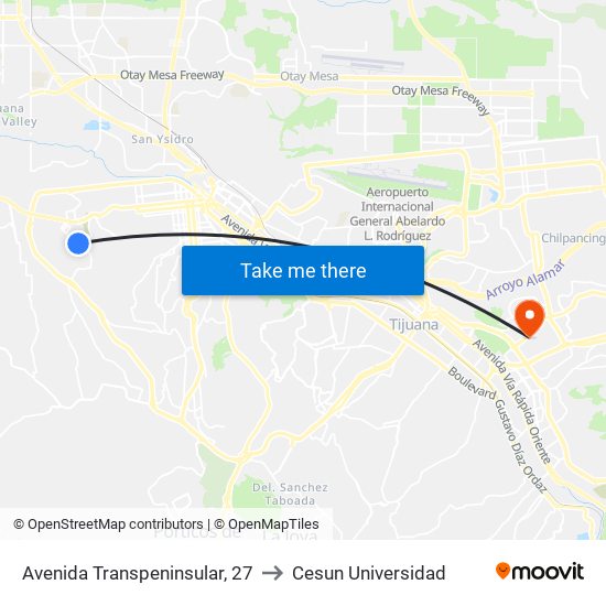 Avenida Transpeninsular, 27 to Cesun Universidad map