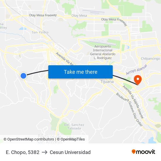 E. Chopo, 5382 to Cesun Universidad map