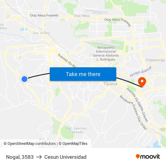 Nogal, 3583 to Cesun Universidad map