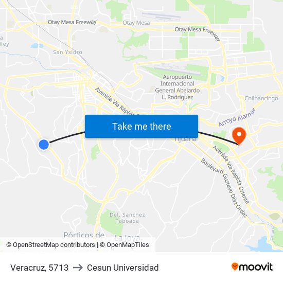 Veracruz, 5713 to Cesun Universidad map