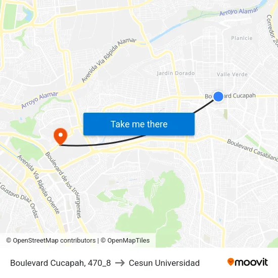 Boulevard Cucapah, 470_8 to Cesun Universidad map