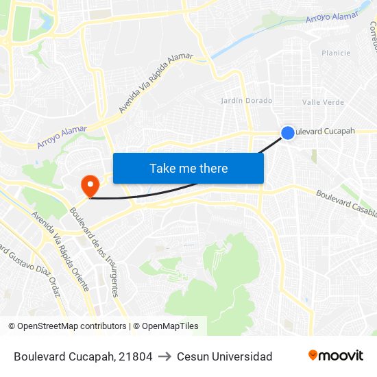 Boulevard Cucapah, 21804 to Cesun Universidad map