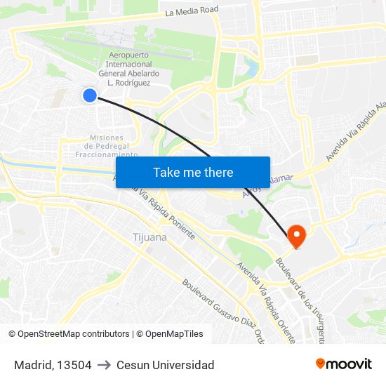 Madrid, 13504 to Cesun Universidad map