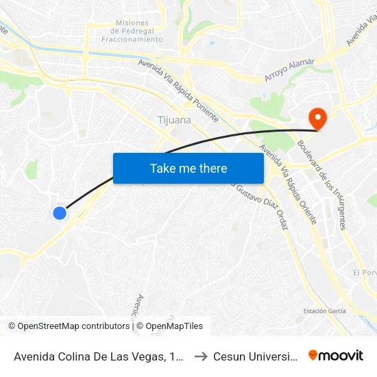 Avenida Colina De Las Vegas, 12235 to Cesun Universidad map