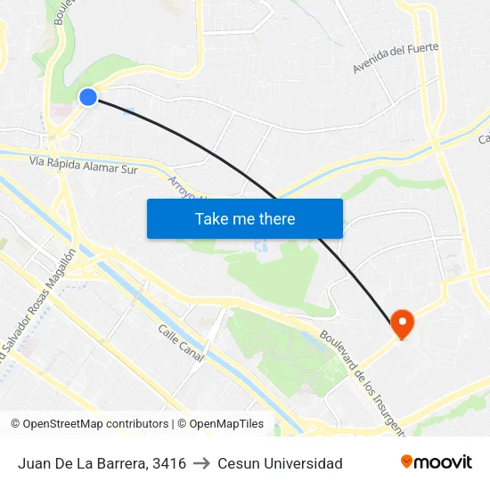 Juan De La Barrera, 3416 to Cesun Universidad map
