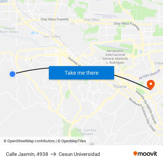Calle Jasmín, 4938 to Cesun Universidad map