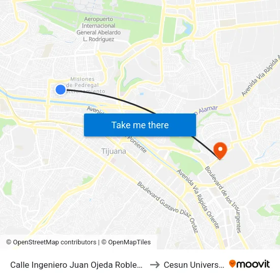 Calle Ingeniero Juan Ojeda Robles, 710_2 to Cesun Universidad map