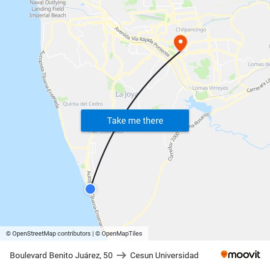 Boulevard Benito Juárez, 50 to Cesun Universidad map