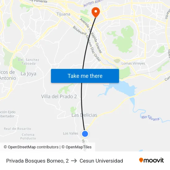 Privada Bosques Borneo, 2 to Cesun Universidad map