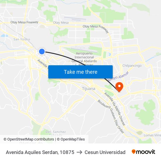 Avenida Aquiles Serdan, 10875 to Cesun Universidad map