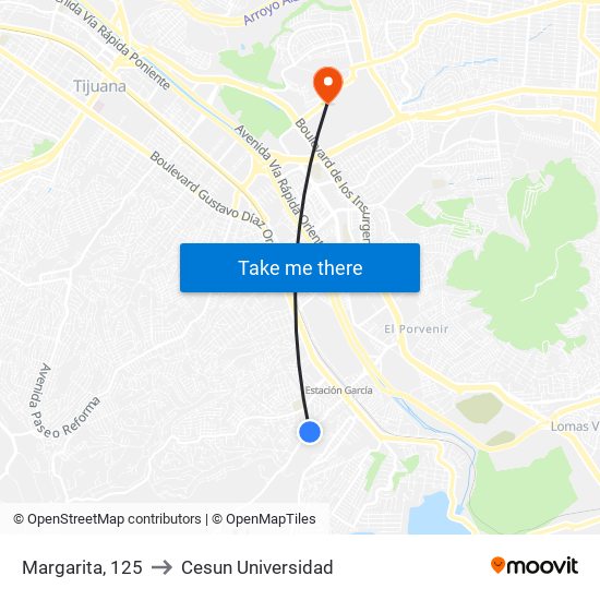 Margarita, 125 to Cesun Universidad map