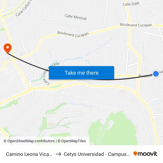 Camino Leona Vicario, Lb to Cetys Universidad  - Campus Tijuana map