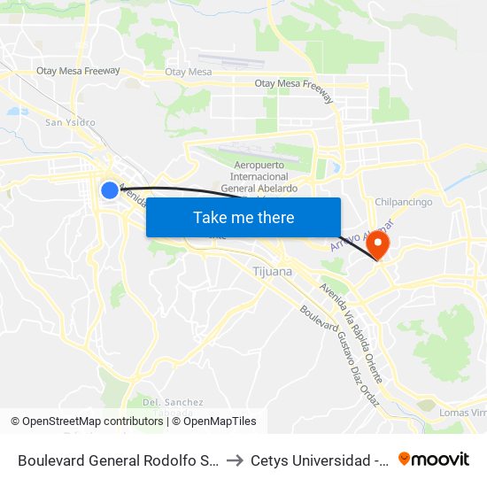 Boulevard General Rodolfo Sánchez Taboada, 9170 to Cetys Universidad  - Campus Tijuana map